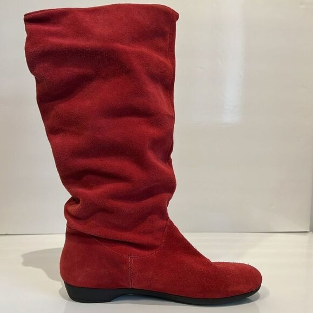 MARTINO Red Suede Slouchy Boots Size‎ 9